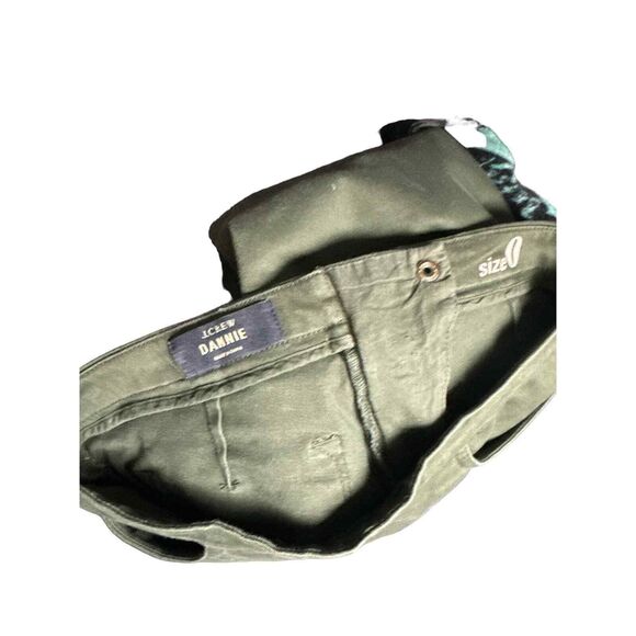 J.Crew Dannie Dark Green Straight Skinny Zipper up Back Pants Size 0 - Picture 3 of 4